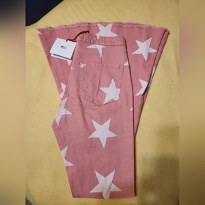 Light pink star print bell bottoms size small